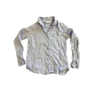 Uniqlo Women's Button Down Shirt Long Sleeve Linen Casual Coastal Minimal Resort